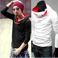 Sudadera de manga larga con capucha Casual Negro / blanco
